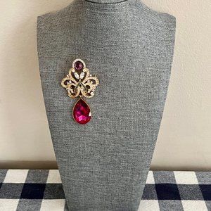 NIB Vintage Purple Rhinestone Brooch
